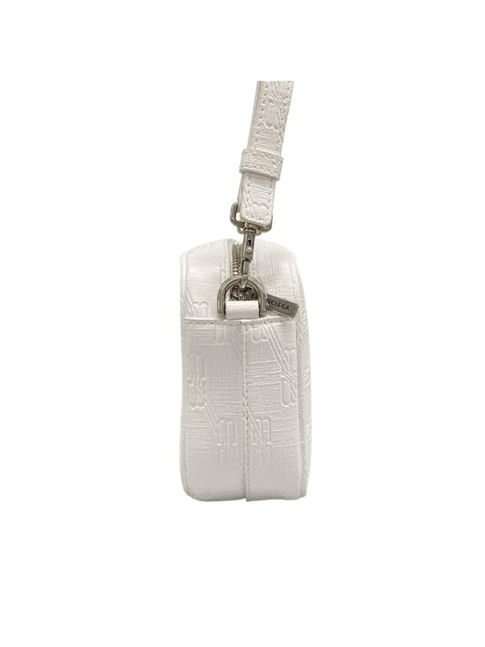 Balenciaga Shoulder Bag BB Monogram White Embossed Removable Strap Leather - Picture 2 of 15